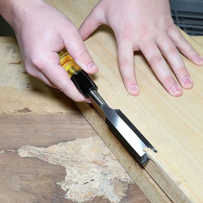 Buck Brothers 120109BC 2 Inch Wood Chisel Made in USA, For Paring and Finishing Cuts in Carpentry and Woodworking, Tempered Tool Steel Blade, Mallet-Safe Handle