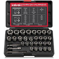Kolvoii Bolt Extractor Kit, Nut Extractor Socket Set, Stripped & Rounded Bolt Remover with 1/4" & 3/8" Drive, 32PCS Lug Nut Removal Tool for Damaged, Frozen, Broken, Rusted and Rounded-Off, 35#CR-MO