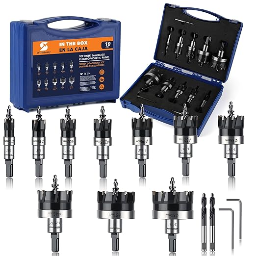 10PCS Hole Saw Set (5/8" to 2-1/8") for Metal, Stainless Steel, Wood, Fiberglass