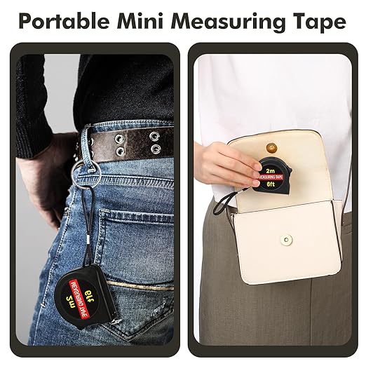 50 Pcs 6 FT Mini Tape Measure Retractable Bulk Small Measuring Tape Pocket Size Measurement Tool for Operation Christmas Items Party Favor Gifts Stuffers for Men(Black)
