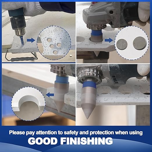 Tile Hole Saw Kit - BRSCHNITT Diamond Core Drill Bit Set 6/8/20/25/35mm Drill Bit &1 3/8" Diamond Chamfer Bit for Porcelain Tile Ceramic Marble Granite & Adapter