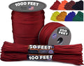 BORED? PARACORD! 550 lb Paracord - Ideal for Crafting, Camping, DIY Projects, Active & Military Outdoors - Strong Survival Rope - Tactical Parachute Cord Type III - Red 250 Feet