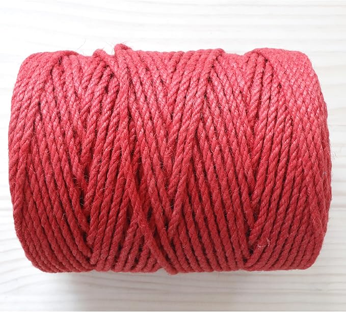 4mm x 100 Feet Red Jute Rope, Twine for Gardening Tomato Climbing Plant Tie Floristry Crafts Gift Wrapping Packing Decor