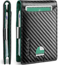 RUNBOX Slim Wallets for Men - Leather Money Clip Mens Wallet - RFID Blocking Front Pocket Bifold Wallet - Thin Credit Card Holder with Gift Box