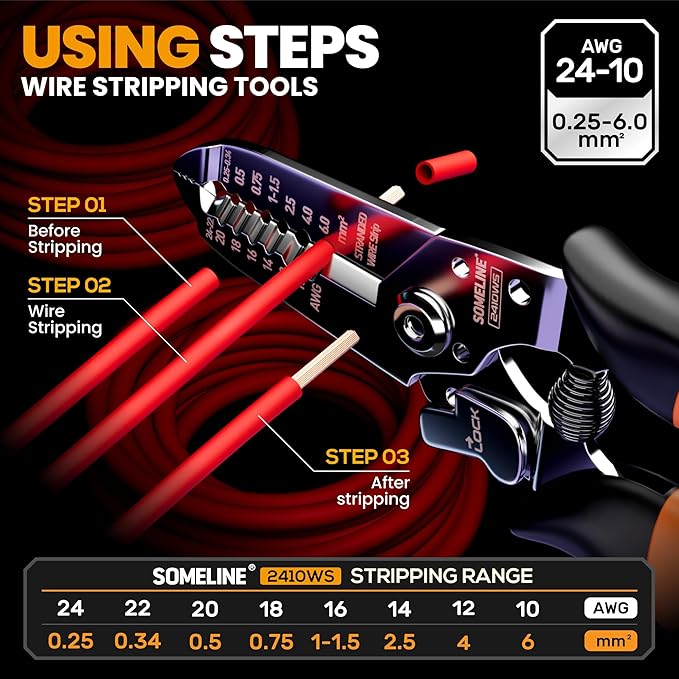 SOMELINE Wire Terminals Crimping Tool, with 39 Sizes Insulated Ratcheting Terminals Crimper Kit of AWG 22-10 Insulated Electrical Butt Bullet Spade Fork Ring Spade Splice Crimp Terminals