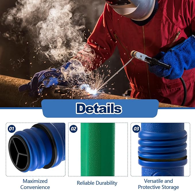 Tandefio 4 Pcs Welding Rod Storage Tube 40 Inch Tig Rod Storage Canisters Welding Electrode Holder Airproof Waterproof Container(Green and Blue)