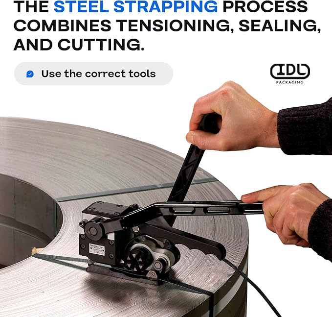 IDL Packaging 3/4" x .020" x 200' Steel Strapping Coil, 1700 lbs Break Strength in Self-Dispensed Сardboard Box - Portable Strong Banding with Superior Cut-Resistance (Pack of 3)