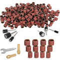300Pcs Sanding Drums Kit – 80/120/240 Grit Sanding Bands with 24 Drum Mandrels, 2 Self-Tightening Drill Chucks & 1 Wrench – Tool Accessories Sanding Drum Bits for Rotary Tool