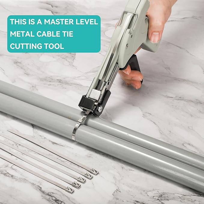Metal Zip Ties Cutter Stainless Steel Cable Tie Gun can adjust tightness One hand type for Self-Locking Stainless Steel Cable Ties Heavy Duty Tensioning Cutting Tool