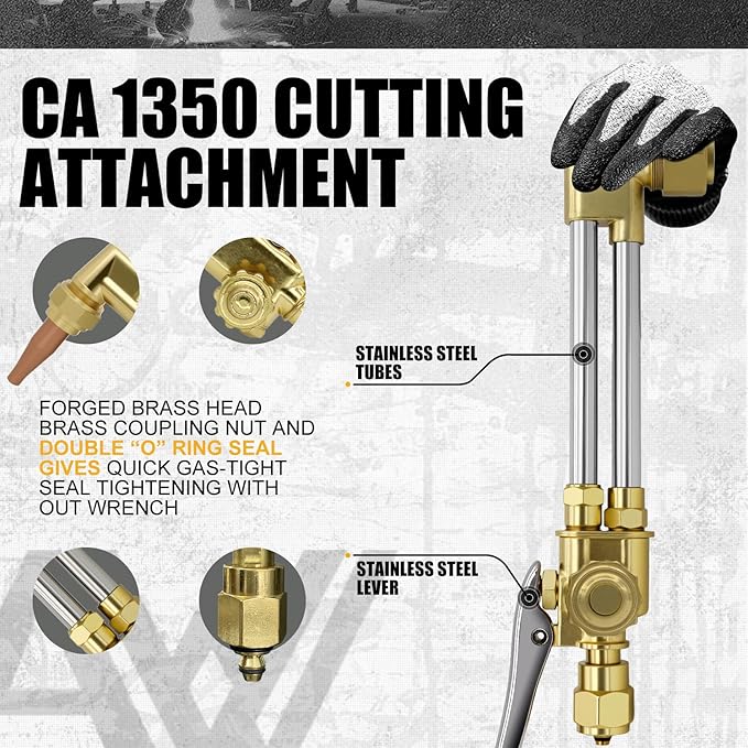 Cutting Attachment Torch - Oxyacetylene with 100FC Torch Handle, 3-101 Cutting Nozzle, Tip Cleaner