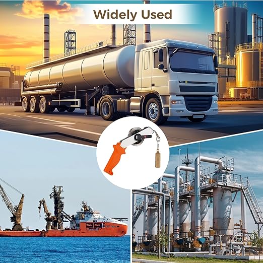 33FT/10m Oil Tank Gauging Tape, Explosion-Proof Stainless Steel Oil Gauging Tape with Brass Plumb Bob, Double-Sided Engraved Oil Tank Gauge with Handle, Sounding Oil Tape Measure