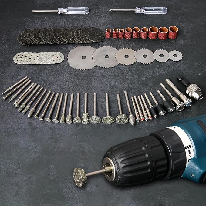 76PCS 1/8inch Shank Power Rotary Tool Accessories Kit for Dremel Tool Kit, HOMEIDOL Diamond Cutting Wheel Tool for Glass, Stone Carving Set Diamond Burr Bits, Sanding Bits for Polishing, Engraving