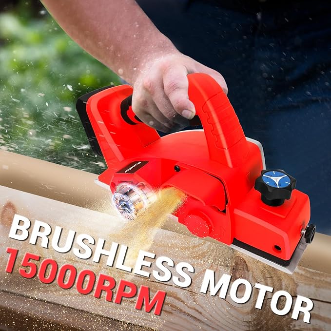 Cordless Handheld Planer for Milwaukee 18V M18 Battery, 15000 RPM Power Wood Planer, 3-1/4 Inch Brushless Power Planer for Woodworking, Carpenter Home DIY(No Battery)