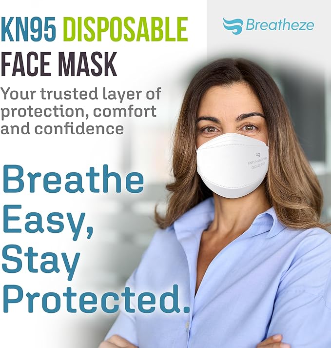 Breatheze KN95 Face Masks Made in USA - Face Masks Disposable KN95 Mask - FDA Registered Masks