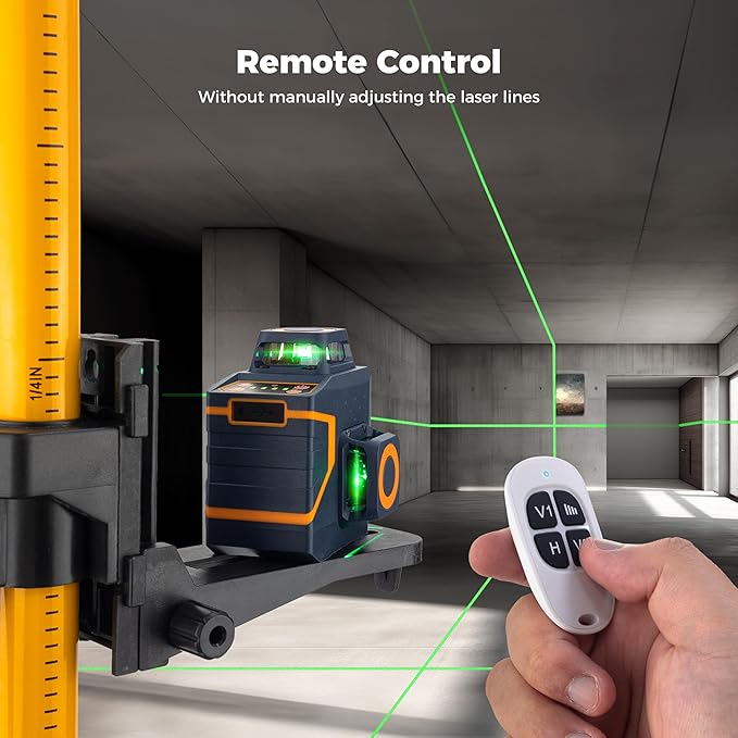CIGMAN Laser Level 360 Self leveling, Rechargeable 3X360° Laser Level for Picture Hanging, Construction Laser, Remote Control & Magnetic Bracket,100FT Working Distance
