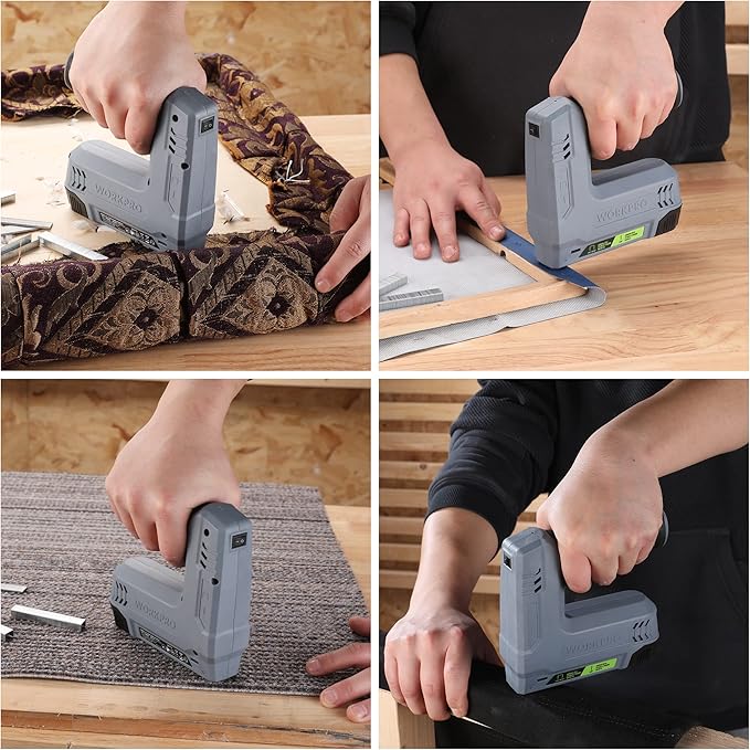 WORKPRO Electric Staple Gun, 2-in-1 Brad Nailer Electric with 2000PCS Staples Nails & USB Charger, 3.6V Staple Gun for Upholstering, Crafts, Carpentry, DIY, Grey