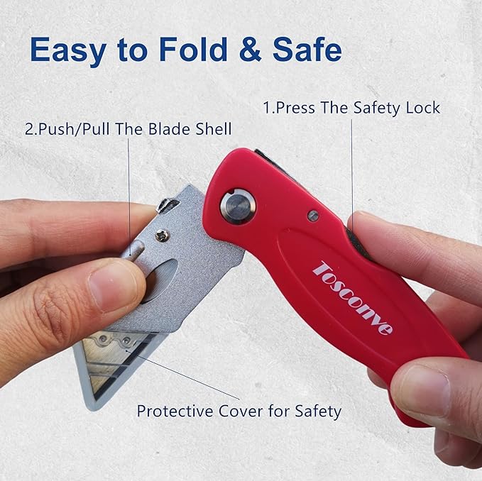4-Pack Folding Utility Knife Box Cutter with Extra 20 Razor Blades, Elegant Razor Blade Knife Utility Knives Without Clip for Home Office, Box Opener for Cartons Boxes Cardboard Plastic