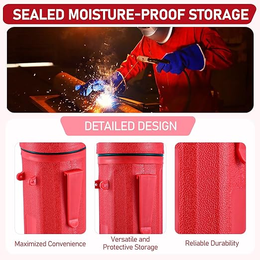 Simarro 2 Pcs Welding Rod Storage Tube 14 Inch Stick Welding Electrode Storage Tube Airproof Welding Rod Holder Waterproof Welding Rod Container for Welding Rod Canister (Red)