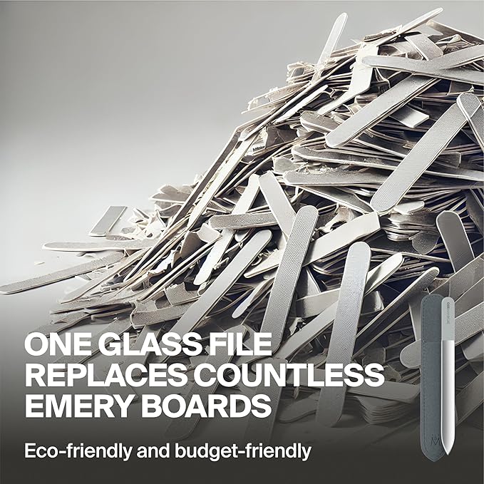 GERMANIKURE Czech Crystal Glass Nail File in Suede Leather Case, Original Black Branded, Professional Manicure & Pedicure Products for Easy Shaping of Natural Nails