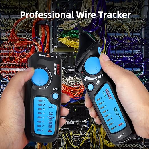Bside Network Cable Tester RJ45 RJ11 Wire Tracker Telephone Line Tester LAN TV Electric Line Finder Toner Network Cable Collation Continuity Checker with Flashlight