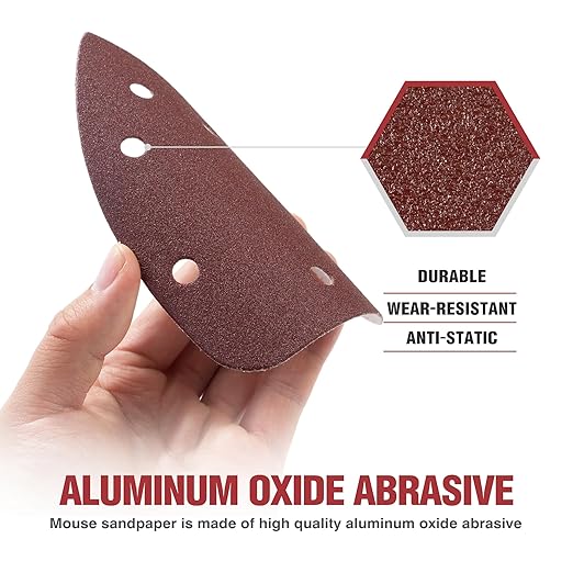 S SATC 36 PCS Mouse Sander Sandpaper 6 Holes Detail Sander Sandpaper Palm Sander Paper Hook and Loop Mouse Sanding Pads Assorted 60/80/100/120/180/240 Grit