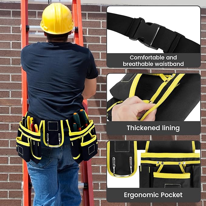 Tool Belt Bag Utility Belt Adjustable Pockets Tool Belts Detachable Work Pouch Bag Heavy Waist Apron Versatile Pouch for Electrician
