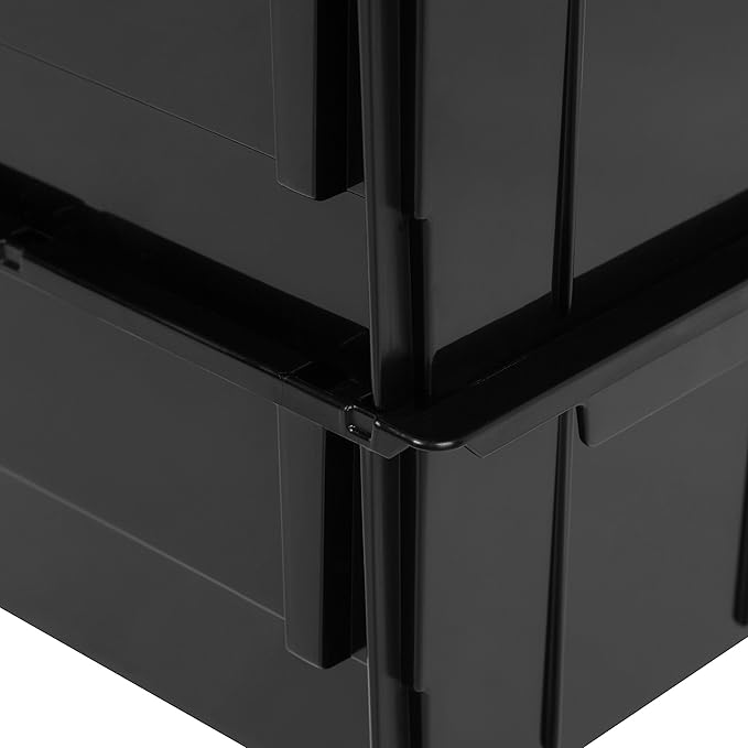 IRIS USA Stackable Storage Bins Open Front, 6 Pack, Plastic Hanging Organizer Caddy Basket for Hardware Crafts, Small Parts, Nuts and Bolts, Garage Tool Storage, Extra Large, Black