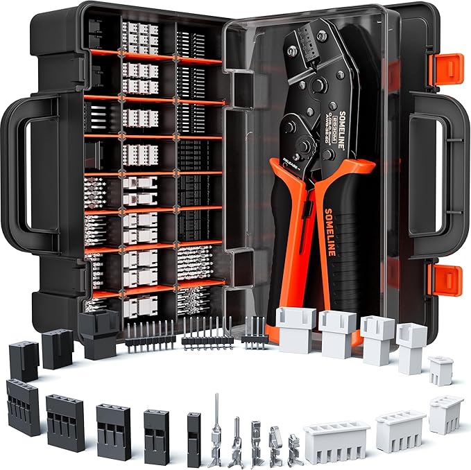 SOMELINE Crimp Tool Connector Kit, 24 Types, 32-20 AWG Crimper, JST-XH 2.5mm/Du Pont 2.54mm/KF2510 2.54mm Connector kit, Crimping Pliers for JST, Du pont, KF2510, Molex, AMP EI Series