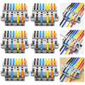 4-in-8-out Lever Terminal Block Kit, Quad Input to Eight Output Splicing Connectors, DIN Rail/Screw Fix, 28-12AWG Conductor, 6 Pack with Mounting Hardware
