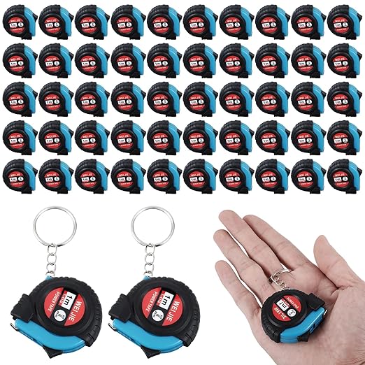 50 Pcs Mini Tape Measure Keychain 1 m/ 3 ft Retractable Pocket Etractable Small Measuring Tape Keychains with Lock Bulk Pocket Measuring Keychain for Construction Birthday Party Favors School Stuff
