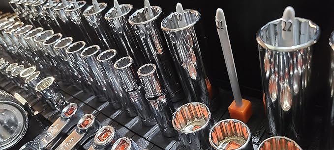 ToolBox Widget Socket Organizer ½ Inch Pro Series – Modular Magnetic Socket Holder with Missing Tool Indicator – Size Stems NOT Included - 1 Pack, 12 Organizers