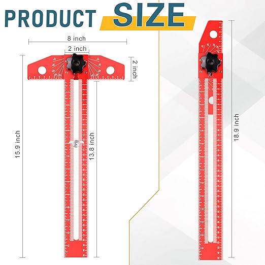 Woodworking Scriber Marking Line Ruler，Adjustable Aluminum Alloy Sliding T-Square Ruler，Precision Line Drawing with Angle Adjustment, Tool for Engineering, Architecture ，Design Drawing