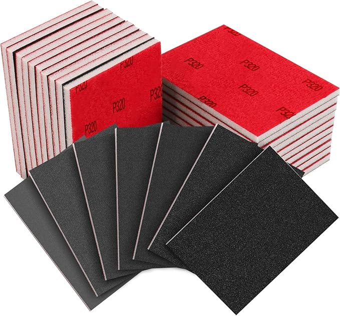 18PCS 3 x 4 Inch 180-3000 Grit Sanding Sponge，Ultra Fine Sanding Sponges Pads，Soft Foam Hand Sanding Block Dry Wet Sandpaper Blocks for Model Drywall Metal Wood Furniture Polishing