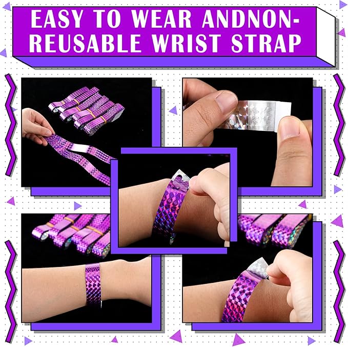 Epakh Paper Wristbands Neon Wrist Bands Waterproof Handbands for Events Lightweight Concert Wristbands Neon Colored Adhesive Wrist Band for Party