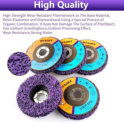 10 Pack Strip Discs Stripping Wheel for Angle Grinder, 4-1/2" x 7/8" Rust Remover Discs, Clean and Remove Paint Coating Rust Welds Oxidation(Purple)