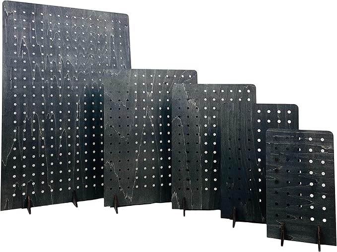 Torched Pegboard Display Stand for Jewelry, Craft Shows, Selling, Vendor Events, Tools, Peg Board Accessories Rack Organizer, Small 5.88" L x 4.3" W x 9.88" H, Ebony…