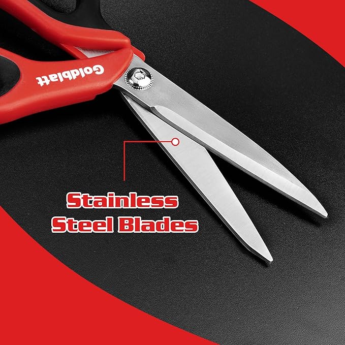 Goldblatt 2PCS Scissors Heavy Duty, 8-inch and 10-inch Multipurpose Scissors, Stainless Steel Blade, Comfortable Handle, Shop Scissors Easy Cutting Cardboard, Leather, Fabric