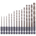 NordWolf 14-Piece M35 Cobalt Drill Bit Set for Stainless Steel, Hard Metals & Cast Iron, Jobber Length with 1/4" Hex Shank, SAE Sizes 1/16" to 1/4" in Storage Case