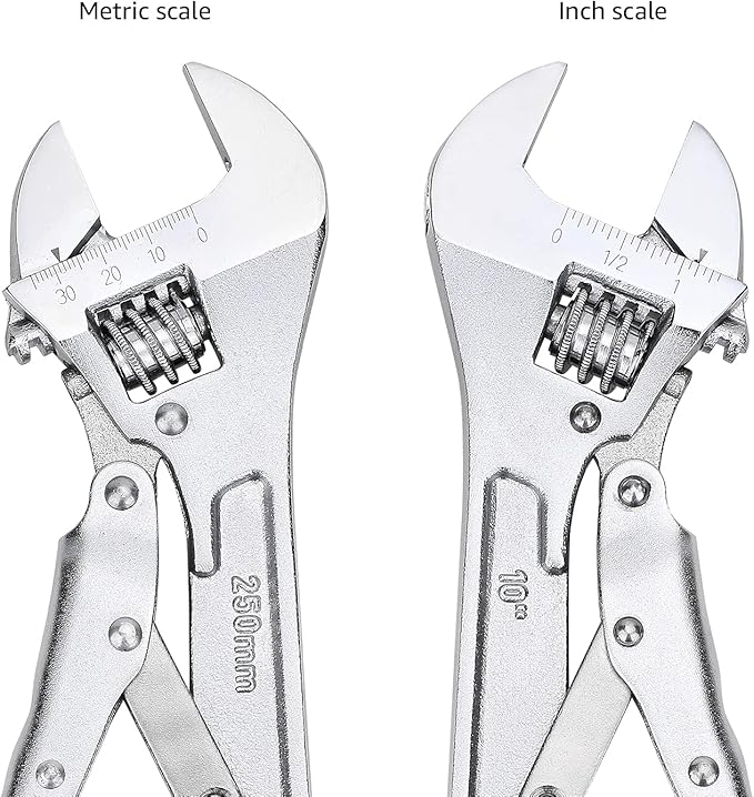 Amazon Basics Locking Adjustable Wrench, 10 inch x 2.7 inch x 0.75 inch