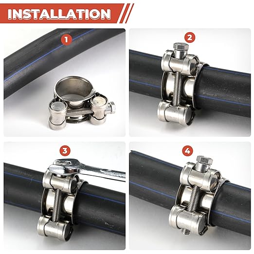 AKIHISA 4 Pack 40-43mm ID Range T-Bolt Hose Clamp,304 Stainless Steel Heavy Duty Tube Clamp 1.57 to 1.69 Inch