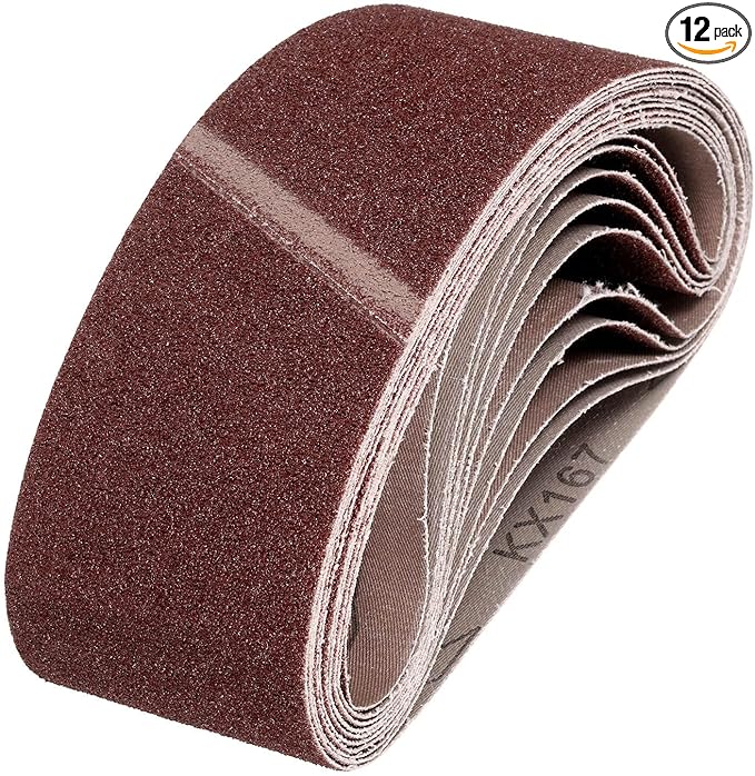 HARFINGTON 3 x 18 Inch Sanding Belts, 12 Pcs 60 Grits Aluminum Oxide Abrasive Belt Sander File Belt for Woodworking, Metal Polishing, Knife Sharpener