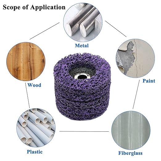 6 Pack 4” Strip Discs Rust Remover Wheel for Angle Grinders Clean and Remove Paint, Coating, Rust and Oxidation for Wood Metal Fiberglass Work Purple