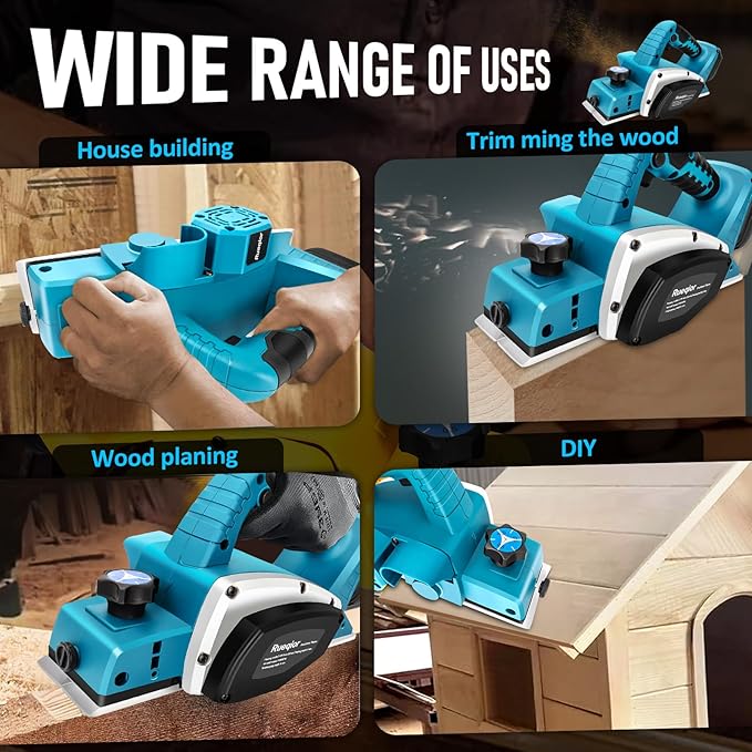 Cordless Handheld Planer for Makita 18V Battery, 15000 RPM Power Wood Planer, 3-1/4 Inch Brushless Power Planer for Woodworking, Carpenter Home DIY(No Battery)