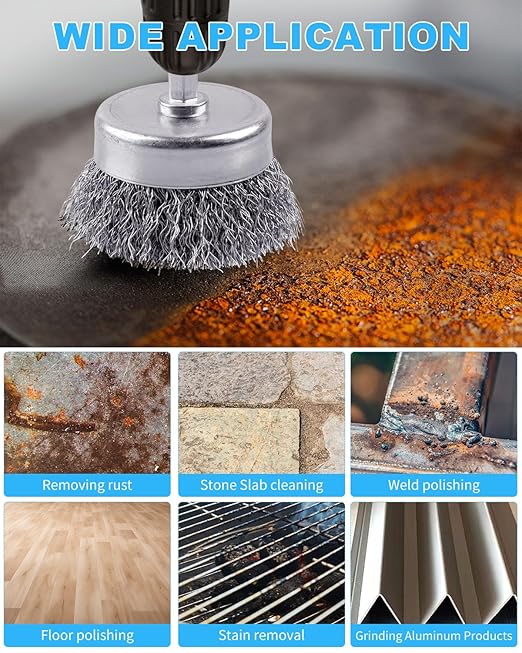 Rocaris 42 Pack Carbon Steel Wire Wheel, Cup, Pen Brush Set with 1/4-Inch Round Shank for Rust Removal, Corrosion and Scrub Surfaces