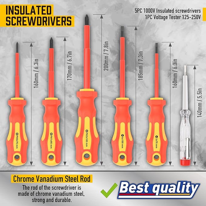 Magnetic Screwdrivers Set with Case, Amartisan 72-piece Includs Slotted, Phillips, Hex, Square, Pozidriv,Torx Bits and Insulated Screwdriver Set (1000V), Tools for Men