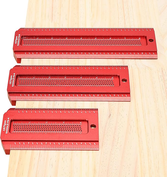 Woodworking Scriber Saddle T-Square Ruler 8in, for Carpenter Work, Layout and Measuring Tools