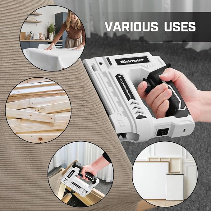Electric Staple Gun 5 in 1 Band Nailer, 4V Rechargeable Cordless Stapler, Nail Gun Battery Powered with 2,000 Staples and Nails, Power Tacker Pin Nailer for Home Use, Wood, Upholstery, DIY