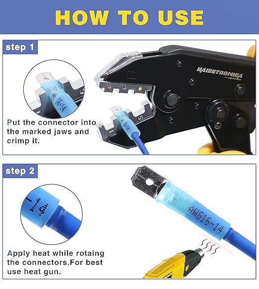 haisstronica 100pcs Yellow Heat Shrink Female Spade Connectors,12-10 Gauge Insulated Electrical Crimp Wire Terminals