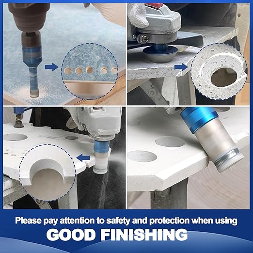 Tile Hole Saw Kit - BRSCHNITT Diamond Core Drill Bit Set 1/4",5/16",1-3/8"Drill Bit &1" Diamond Finger Milling Bit &1 3/8" Chamfer Bit for Porcelain Tile Ceramic Marble Granite & Adapter