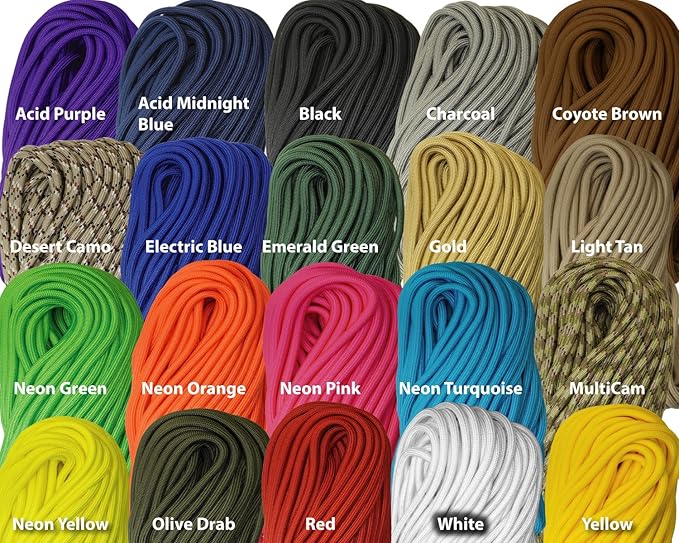 1/4" ParaMax Paracord 100 ft – 1000 lb Type IV Rope for Dog Leashes, Camping, Kayak Anchor - Made in USA - Charcoal